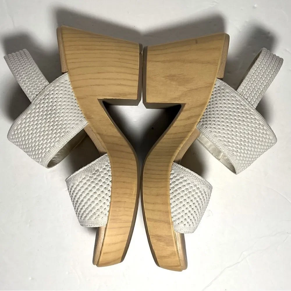 Dr. Scholls Womens Becca Wooden‎ Platform Slingback Sandals in Tofu White 10M